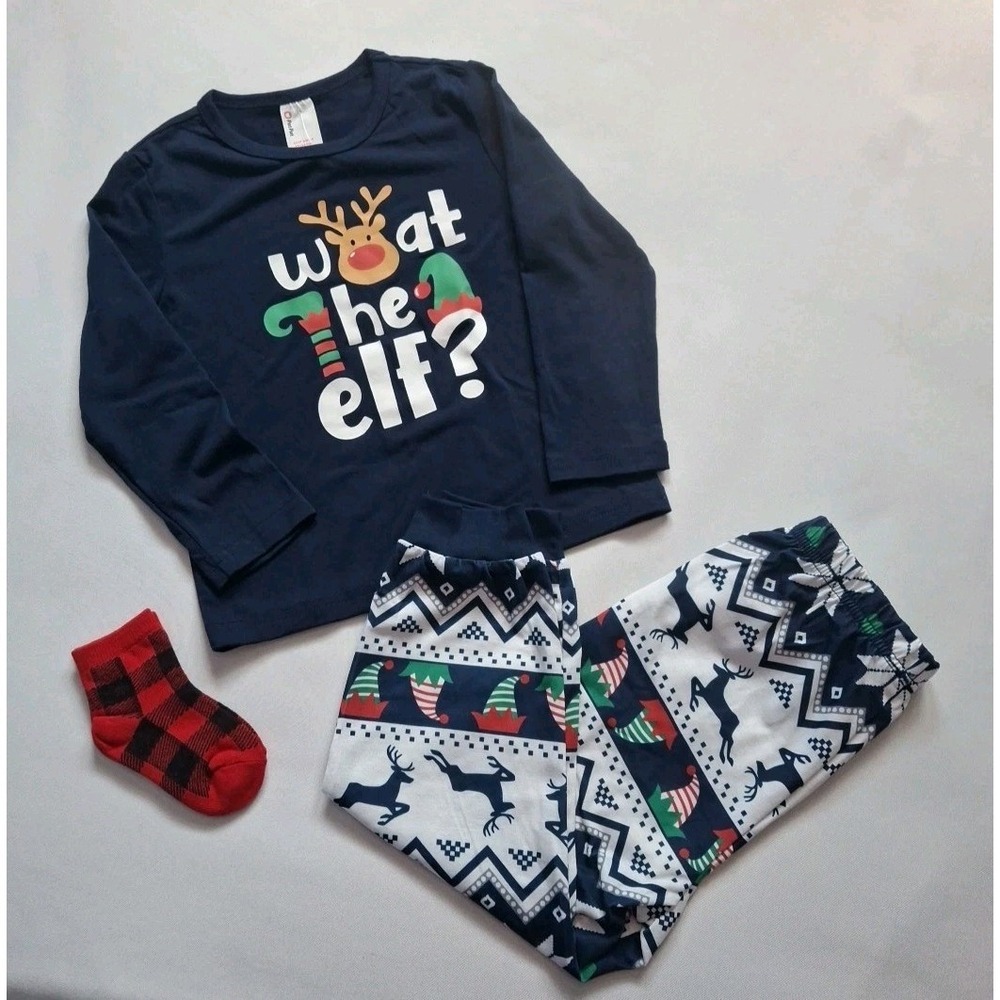 PatPat  Kids Pajama Set Christmas Two Piece Navy White Size 3 -‎ 4